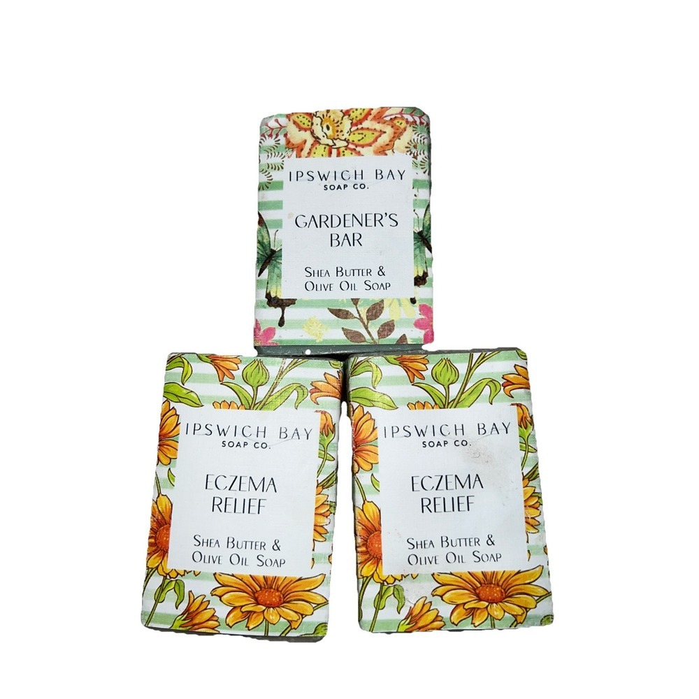 Ipswich Bay Soap Co Set Of 3 Gardeners Bar Eczema Relief Shea Butter‎ Olive Oil